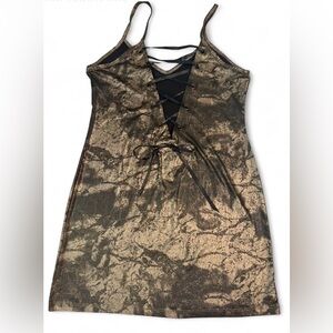 NWT Folter Lace Up Black & Brown Mini Dress Alt Indie Sleaze Grunge Whimsigoth